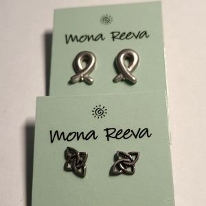 Two Pair Silver Pierced Earrings